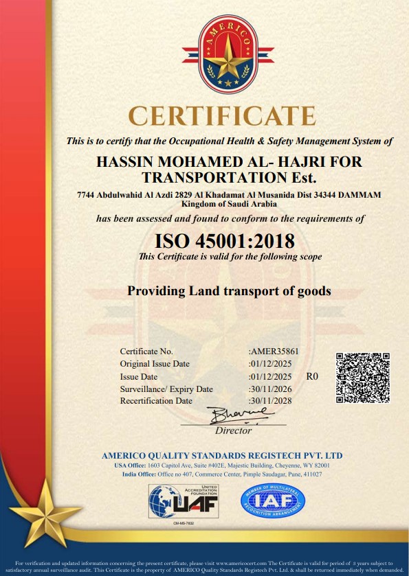 ISO 45001:2018 Certificate